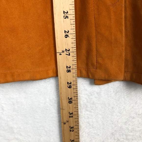 VTG Linda Allerd Ellen Tracy 90s Genuine Goat Suede Shirt Jacket Sz 4 Amber SOFT - Picture 7 of 12